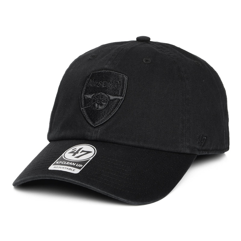 47 Brand Arsenal FC Baseball Cap – Clean Up – Black On Black Adjustable