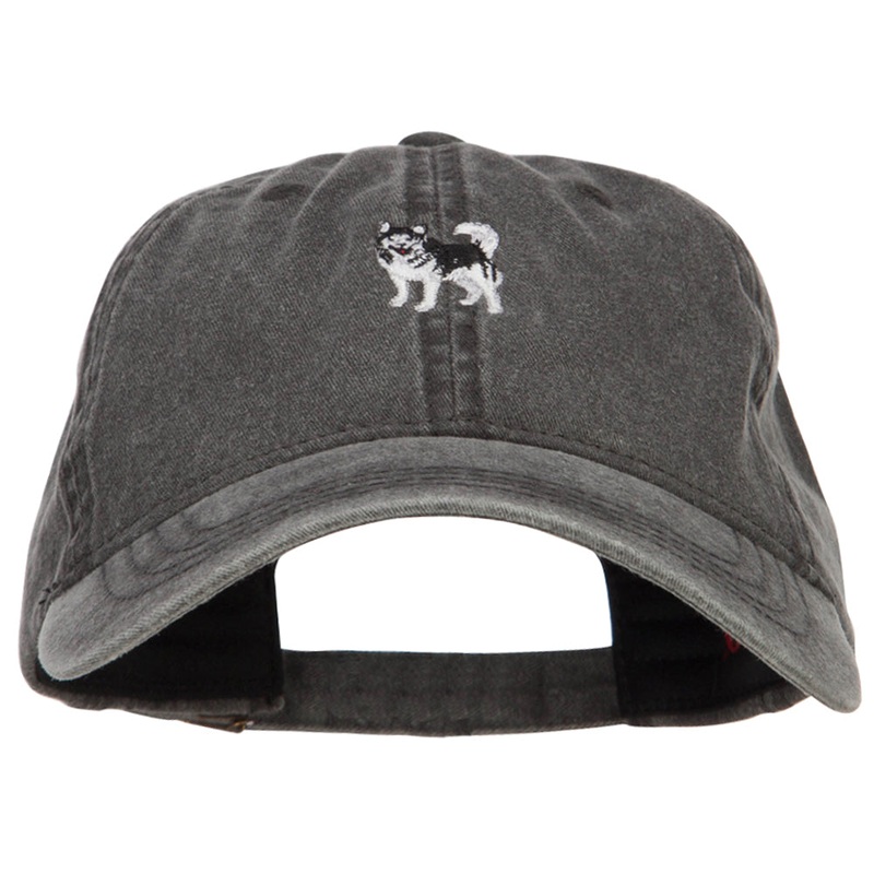 Alaskan Malamute Embroidered Washed Cap Black One Size