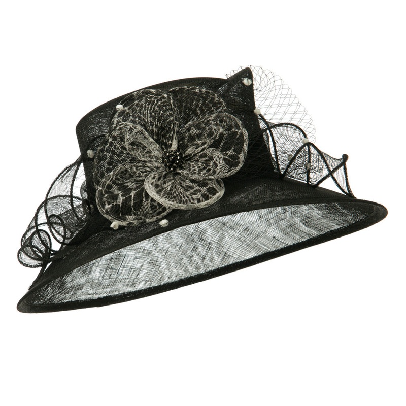 Animal Print Bow Sinamay Hat Black One Size