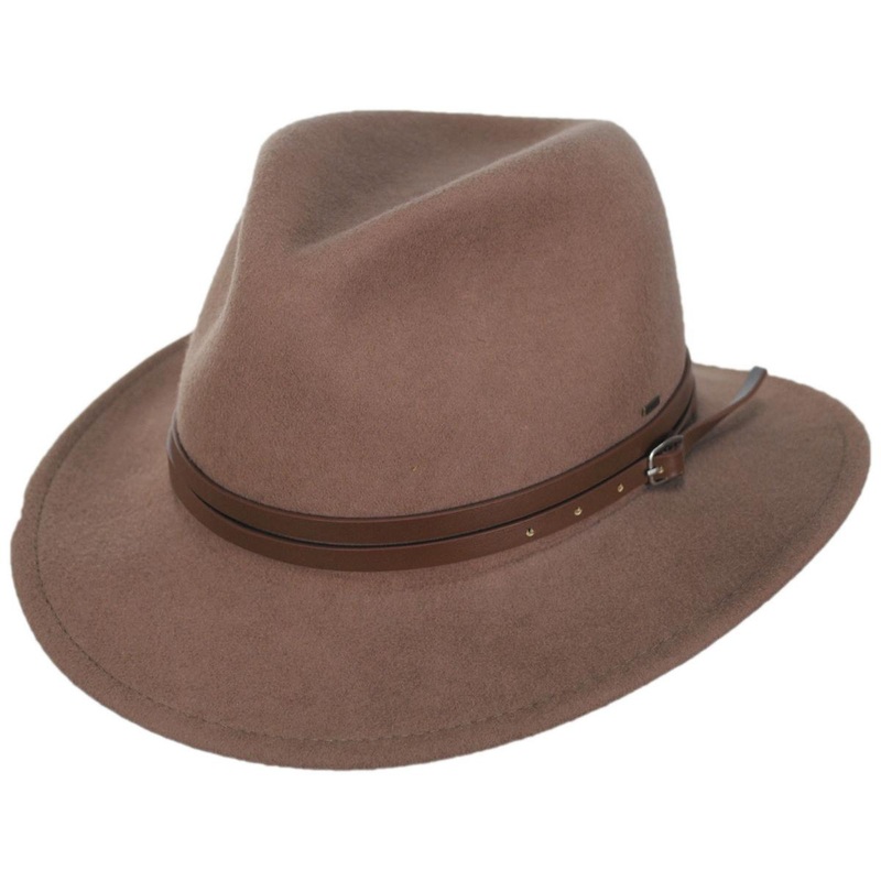 Bair Crushable Wool LiteFelt Fedora Hat BLACK S