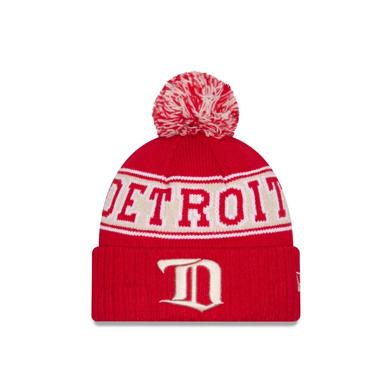 Detroit Red Wings Historic Retro Pom Knit Hat One Size