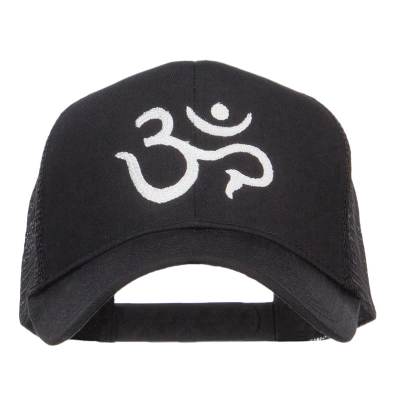 Hindu Om Symbol Embroidered Mesh Cap Black One Size
