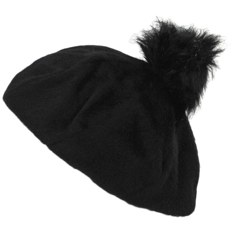 Natalie Oversized Pom Beret BLACK XS/S