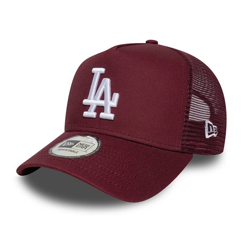 New Era L.A. Dodgers A-Frame Trucker Cap – MLB League Essential – Burgundy-White Adjustable