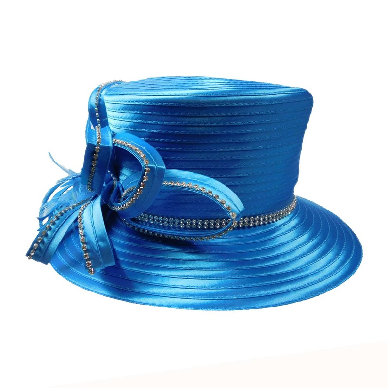 Satin Ribbon Dress Hat with Loopy Ribbon Accent Aqua