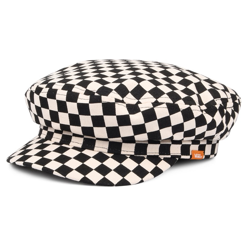 Vans Hats Womens Utility Checkerboard Baker Boy Cap – Black-White Small/Medium