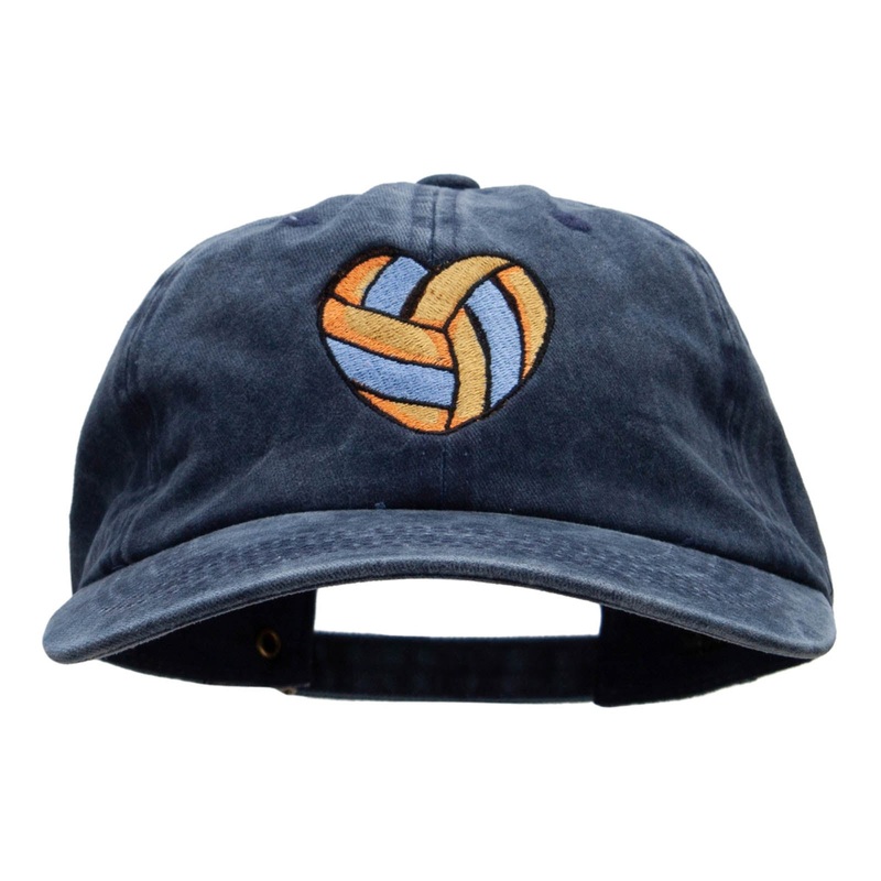 Volleyball Heart Embroidered Unstructured Cotton Cap Navy One Size