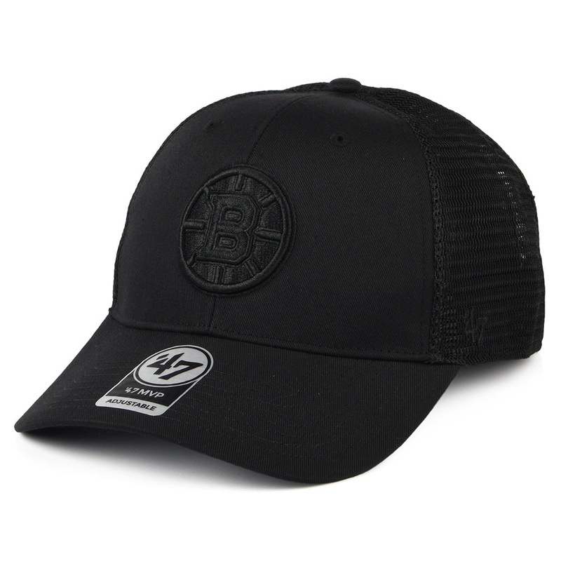 47 Brand Boston Bruins Trucker Cap – NHL Branson MVP – Black On Black Adjustable