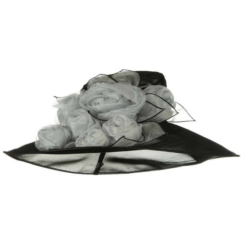 6 Roses Organza Hat Yellow One Size