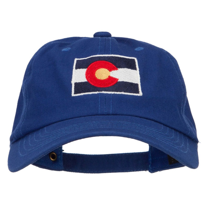 Colorado State Flag Map Embroidered Unstructured Washed Cap Royal One Size