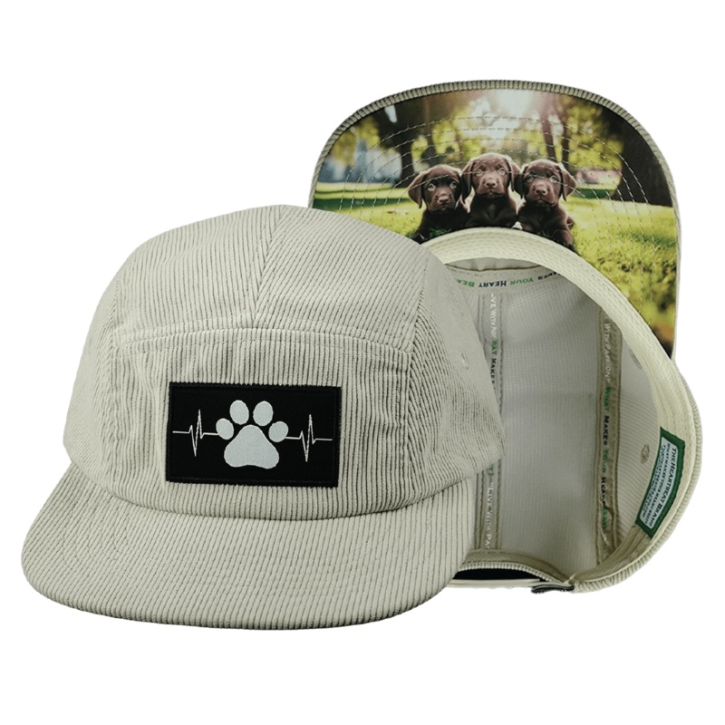 Dog Hat – 5 Panel – Corduroy – Sand – Full Fabric