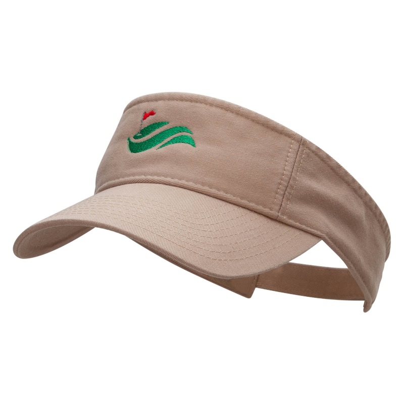 Golf Cup Greens Embroidered Pro Style Cotton Twill Washed Visor Khaki One Size