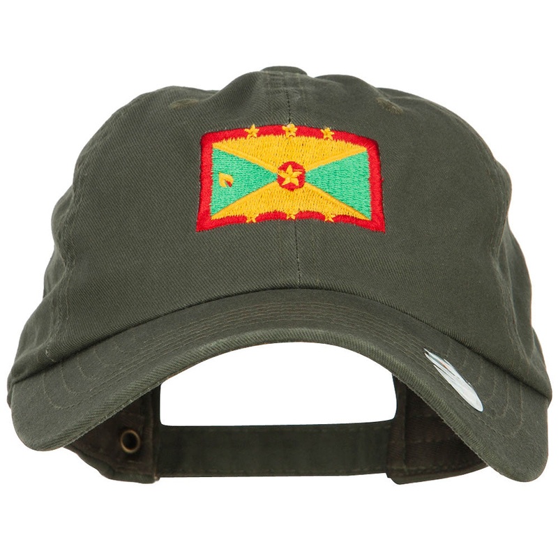 Grenada Flag Embroidered Unstructured Cap Olive One Size