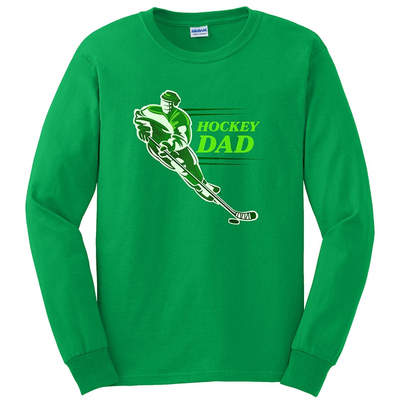 Hockey Dad Graphic Men’s Ultra Cotton Long Sleeve T-Shirt Irish Green S
