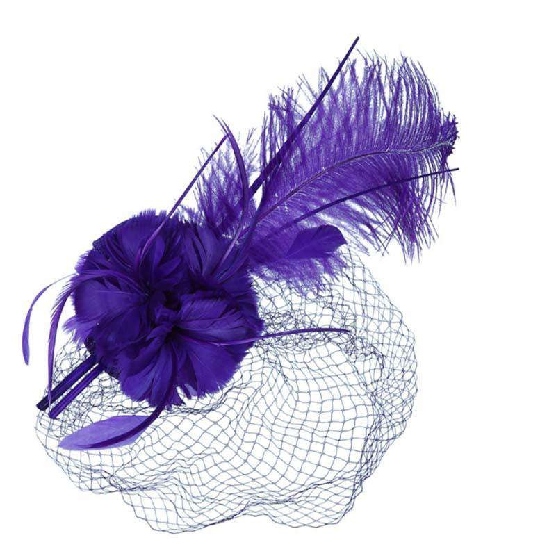 Long Feather Fascinator Purple