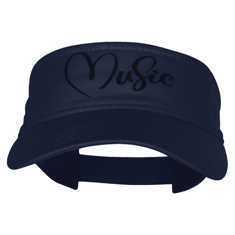 Music Script Heat Transfer Pro Style Cotton Twill Washed Visor Navy One Size