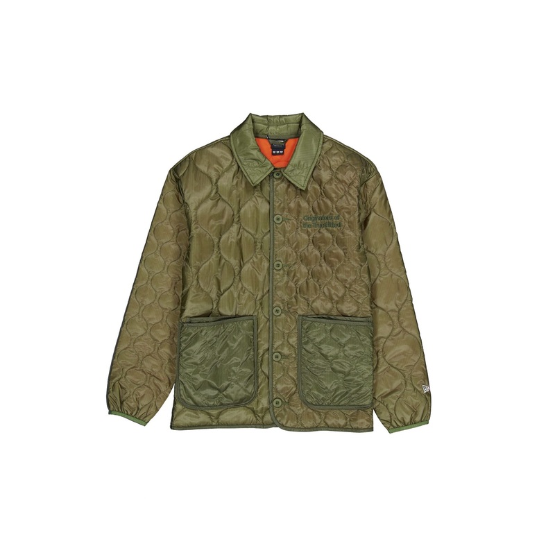 New Era Cap Quilted Button Up Dark Khaki Jacket XS