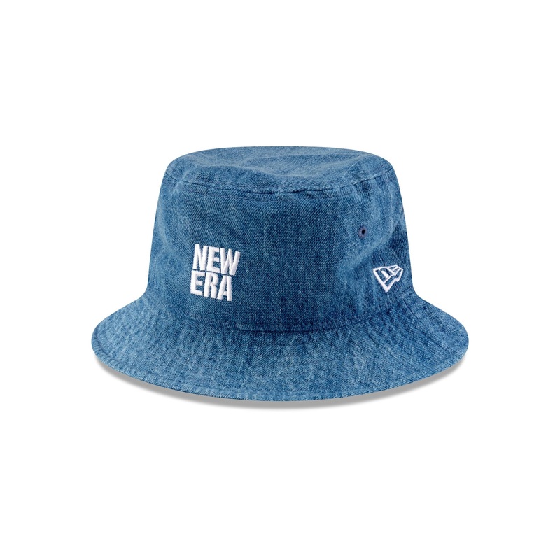 New Era Cap Square Logo Indigo Denim Bucket Hat S/M