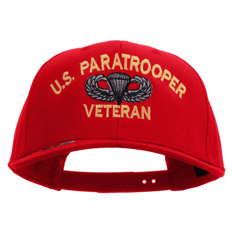U.S. Paratrooper Veteran Embroidered Solid Cotton Twill Pro Style Cap Red One Size