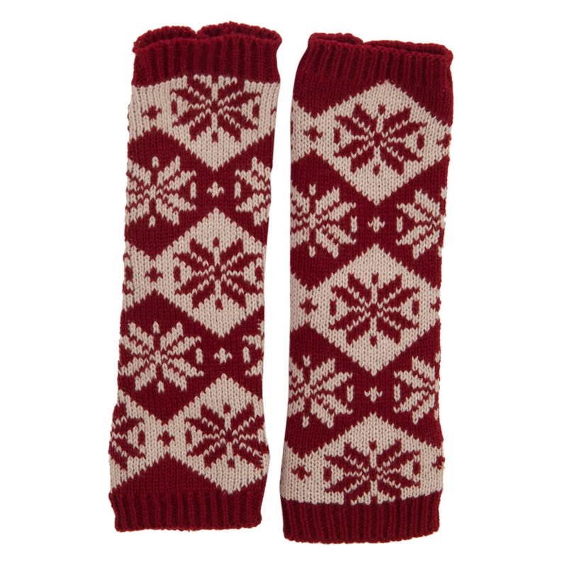 Women’s Snowflake Arm Warmer Burgundy One Size