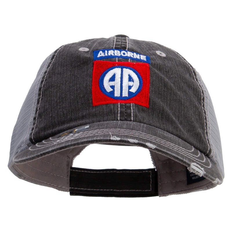 82nd Airborne Military Embroidered Low Profile Special Cotton Mesh Cap Black One Size