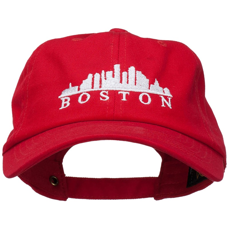 Boston Skyline Embroidered Washed Cap Red One Size