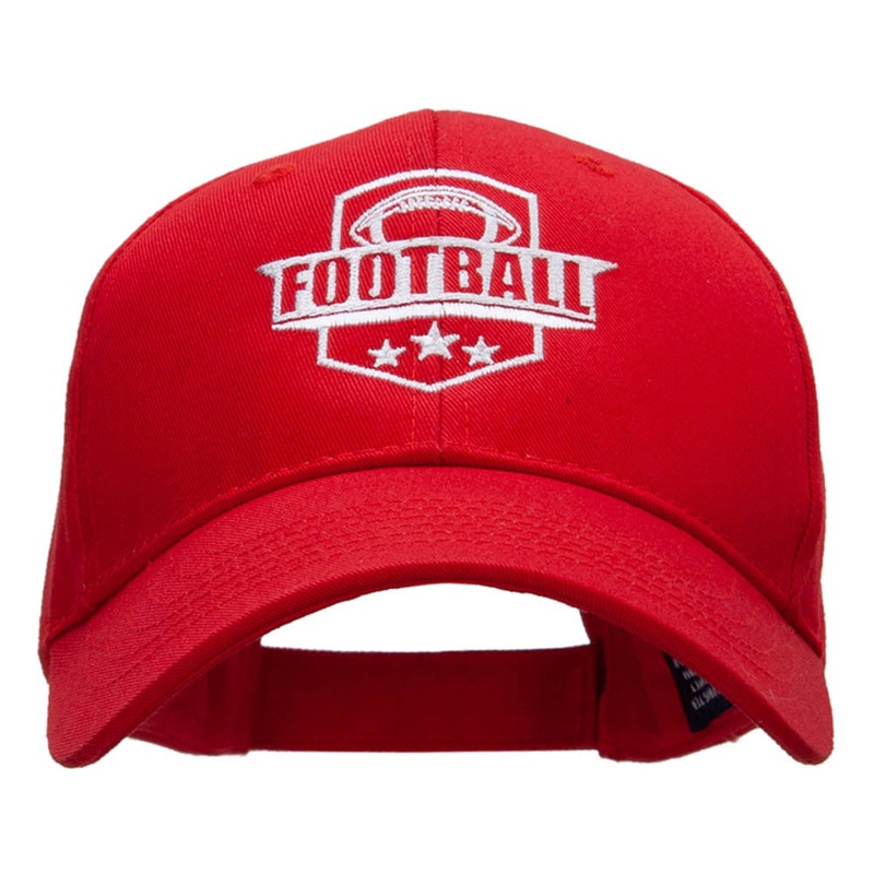 Football Embroidered Low Profile Structured PET Spun Cap Red One Size
