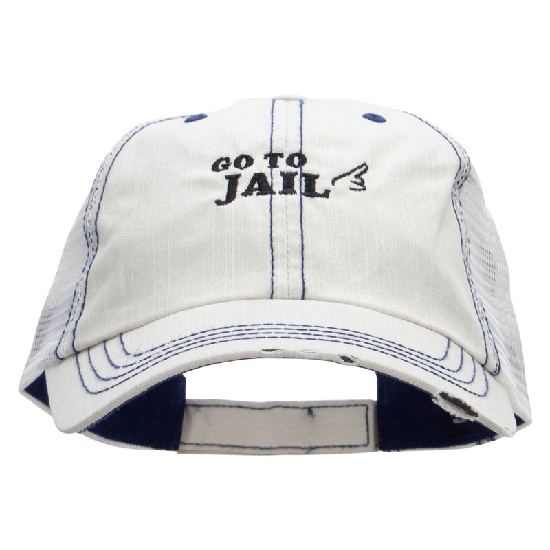 Go To Jail Embroidered Low Profile Special Cotton Mesh Cap Putty One Size