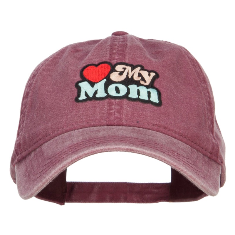 Heart My Mom Patched Washed Cap Maroon One Size
