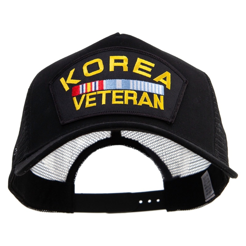 Korea Veteran Military Patched Big Size Trucker Mesh Cap Black XL-3XL