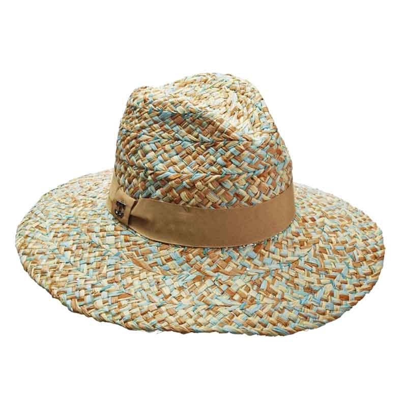Multi Tone Natural Raffia Women’s Safari Hat – J. Callanan Hats Aqua Medium (57 cm)