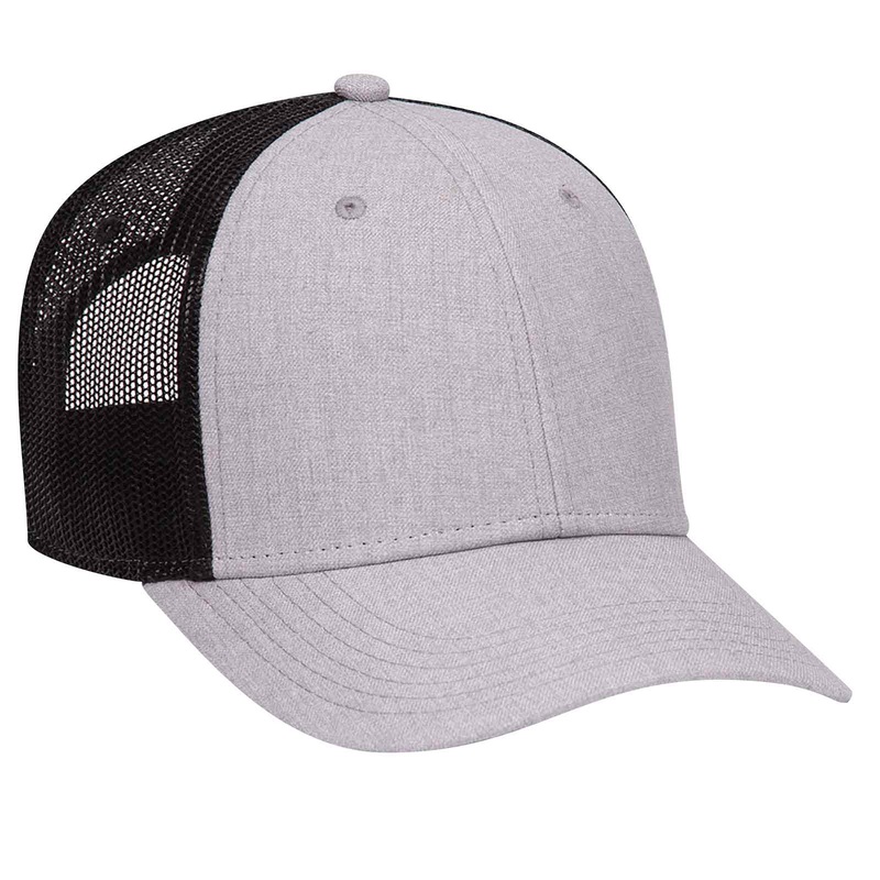 Otto Cap 83-1239 – 6 Panel Low Profile Mesh Back Trucker Hat H.Gray/H.Gray/Black