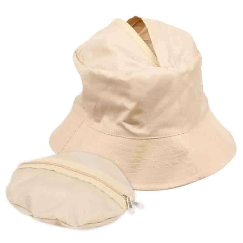 Packable Rain Hat with Zipper Pocket – Angela & William Beige
