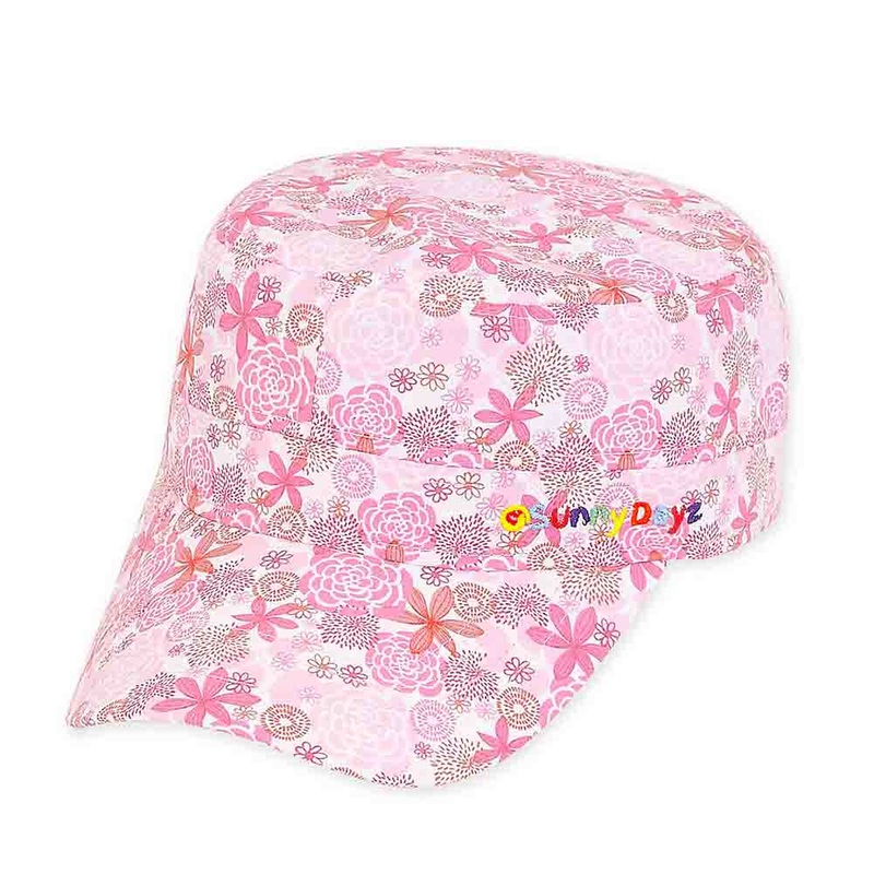 Pink Flower Cotton Cadet Cap for Small Heads – Sunny Dayz Hat Pink XS / S (52-54 cm)