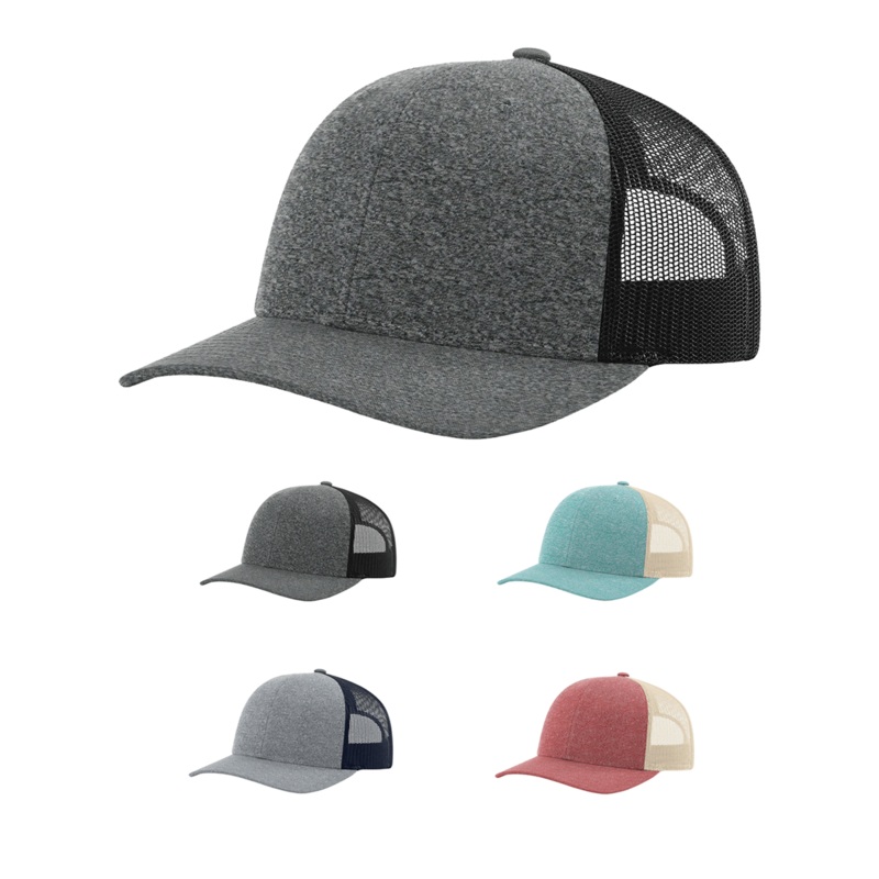 Richardson 115CH Low Pro Heather Trucker Cap Black Heather/Black MD-LG