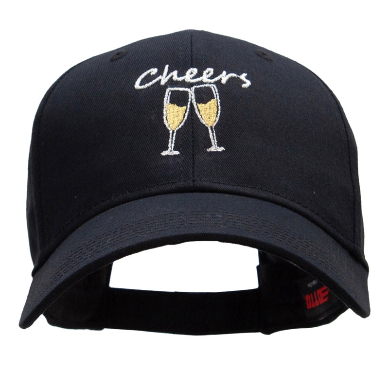 Sparkly Cheers Embroidered Solid Cotton Twill Low Profile Strap Cap Black One Size