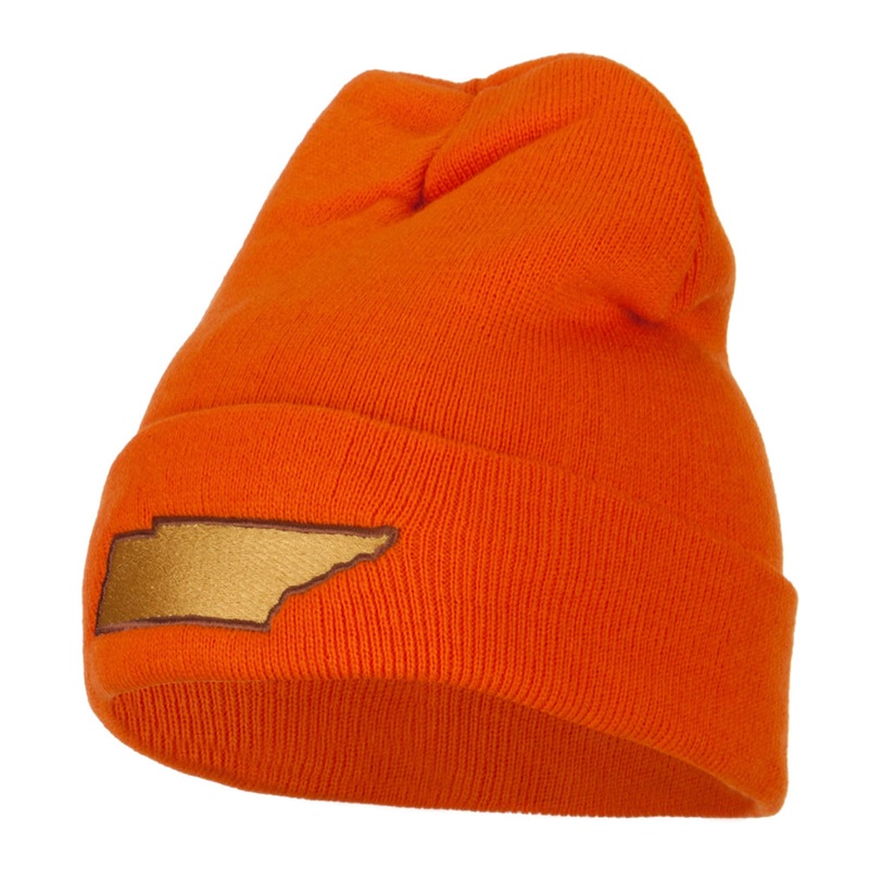 Tennessee State Map Embroidered Long Beanie Orange One Size