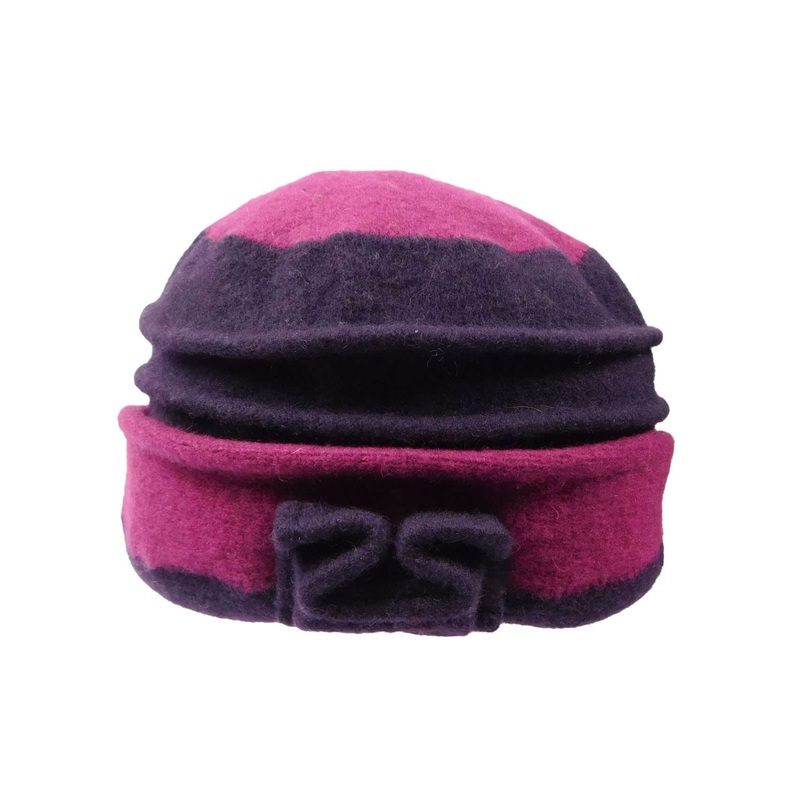Two Tone Boiled Wool Beanie Fuchsia
