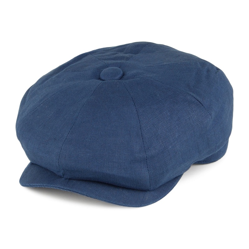 Christys Hats 8 Piece Linen Newsboy Cap – Blue S