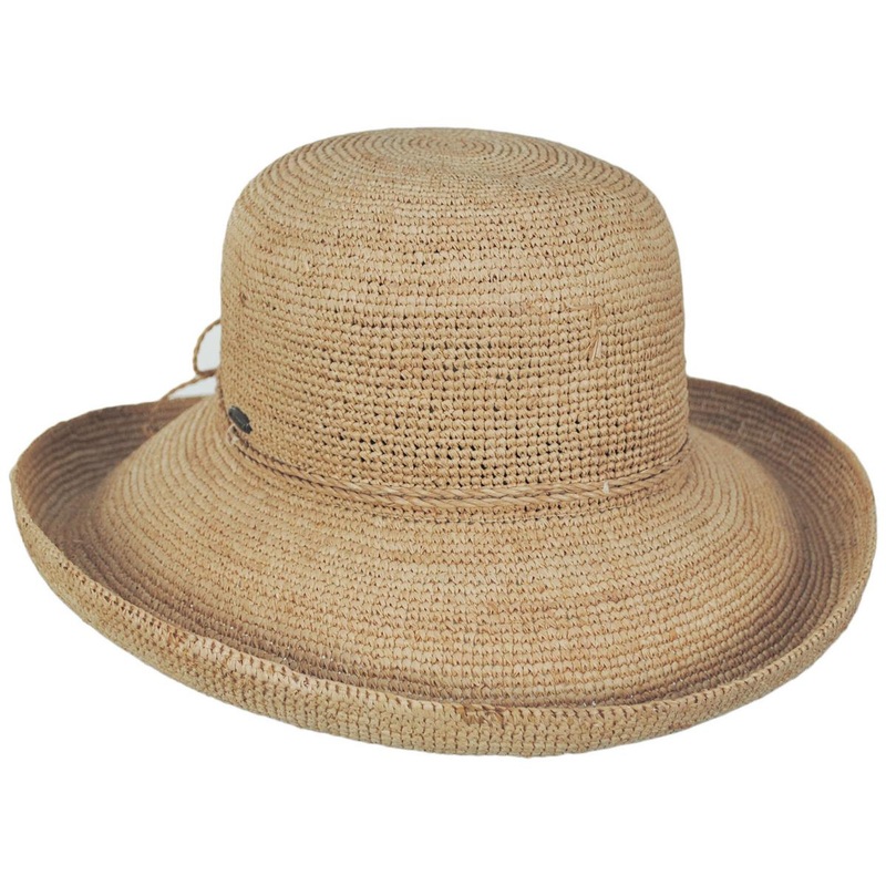 Coronado Raffia Crochet Straw Breton Sun Hat NATURAL ONE SIZE FITS MOST