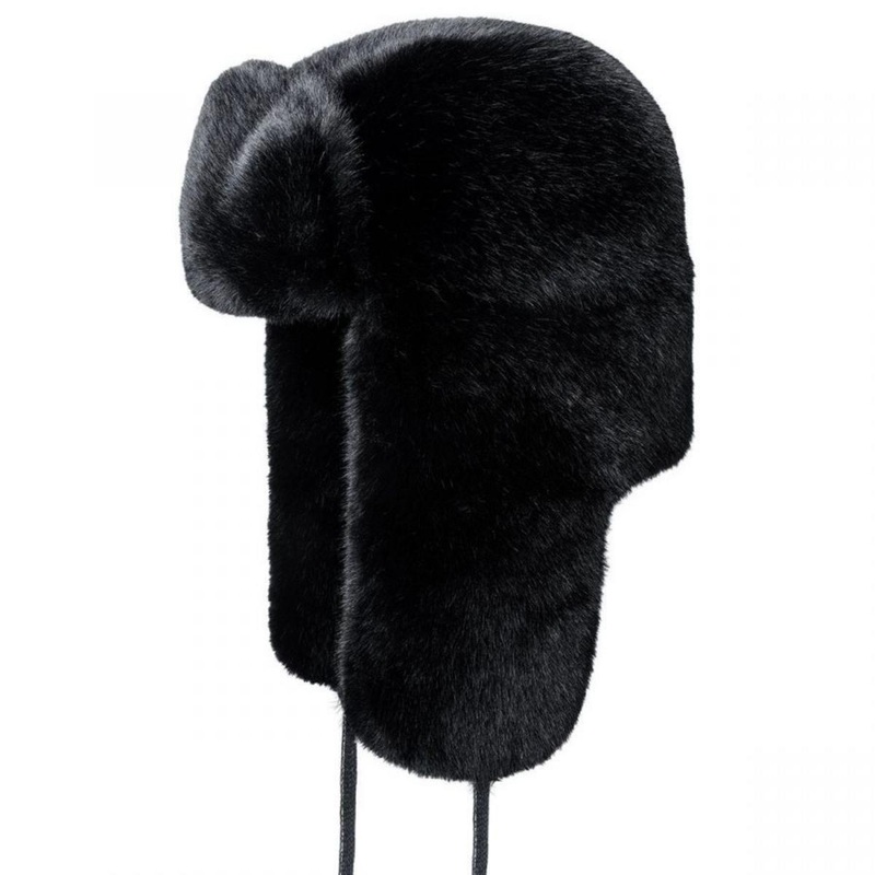 Faux Fur Trapper Hat BLACK S