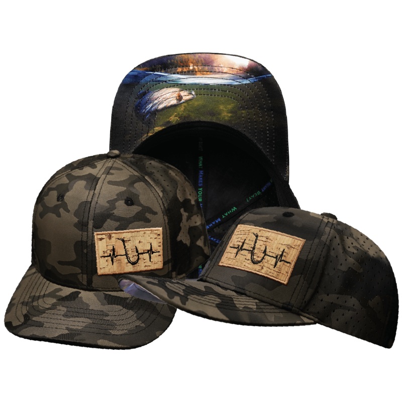 Fishing Hat – Baseball Hat Fit – Tan Camo – Laser Mesh