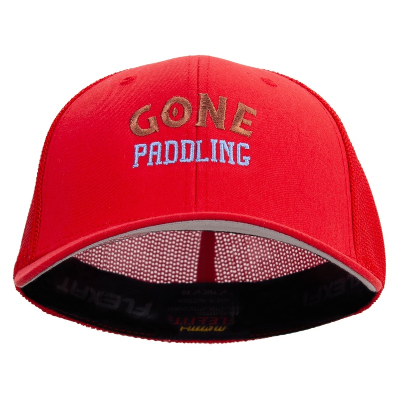 Gone Paddling Embroidered 6 Panel Trucker Flexfit Cap Red One Size