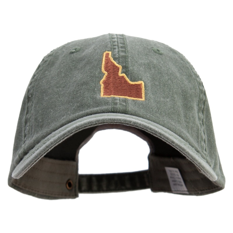 Idaho State Map Embroidered Big Size Washed Pigment Dyed Cap Olive XL-3XL