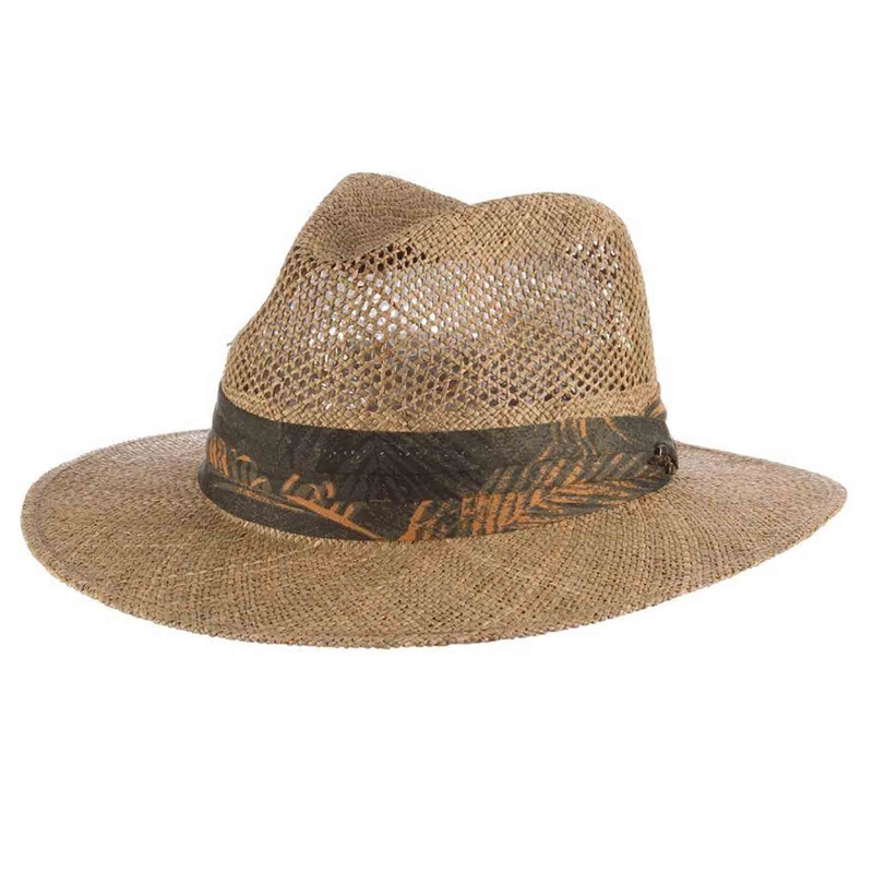 Los Cabos Vented Seagrass Safari Hat with Tropical Band – Tommy Bahama Natural S/M (56-57 cm)