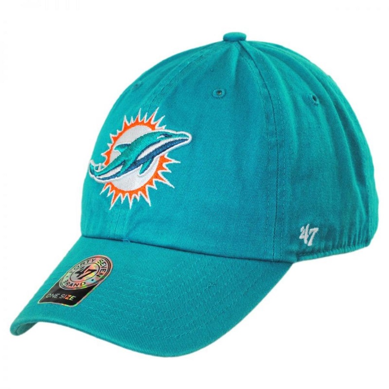 Miami Dolphins NFL Clean Up Strapback Baseball Cap Dad Hat AQUA ADJUSTABLE