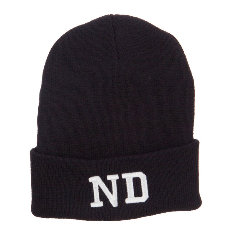 ND North Dakota Embroidered Long Beanie Black One Size