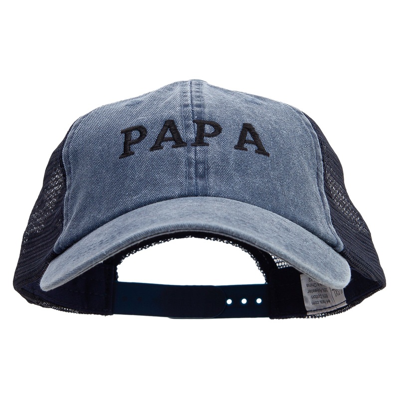 PaPa Embroidered Big Size Washed Pigment Dyed Twill Trucker Cap Navy Navy XL-3XL