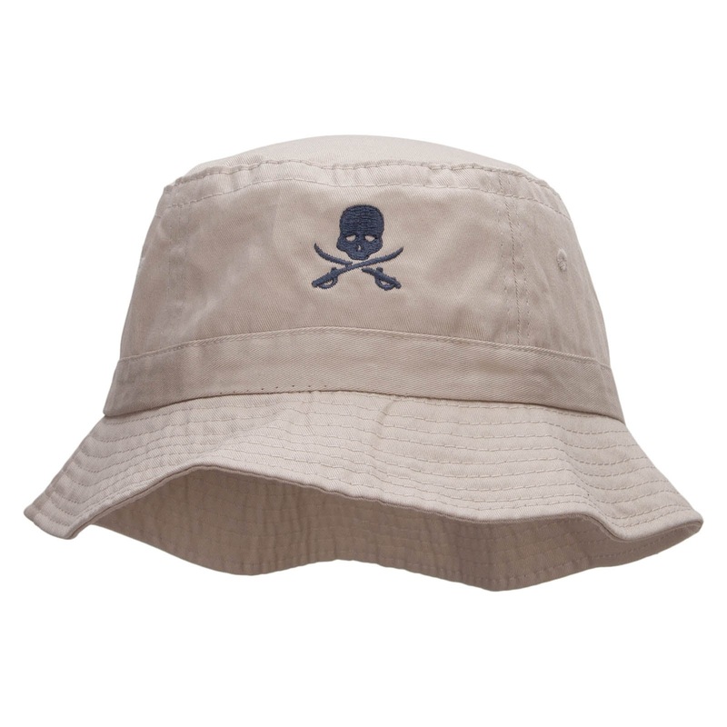 Skull and Blades Embroidered Bucket Hat Natural One Size
