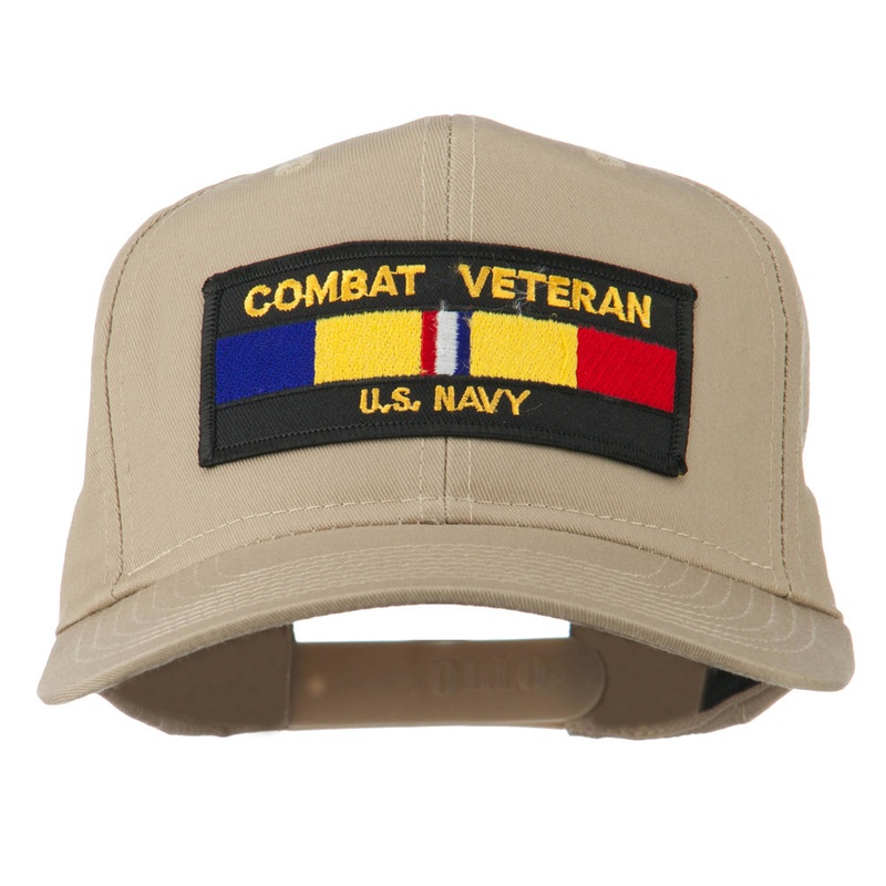 US Navy Combat Veteran Patched Cap Khaki One Size